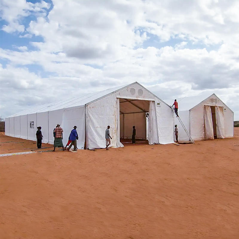 IFRC/ICRC/WFP/IOM หน่วยจัดเก็บเต็นท์เคลื่อนที่แบบทนไฟ UV ขนาด 10x24 ม. (MSU)