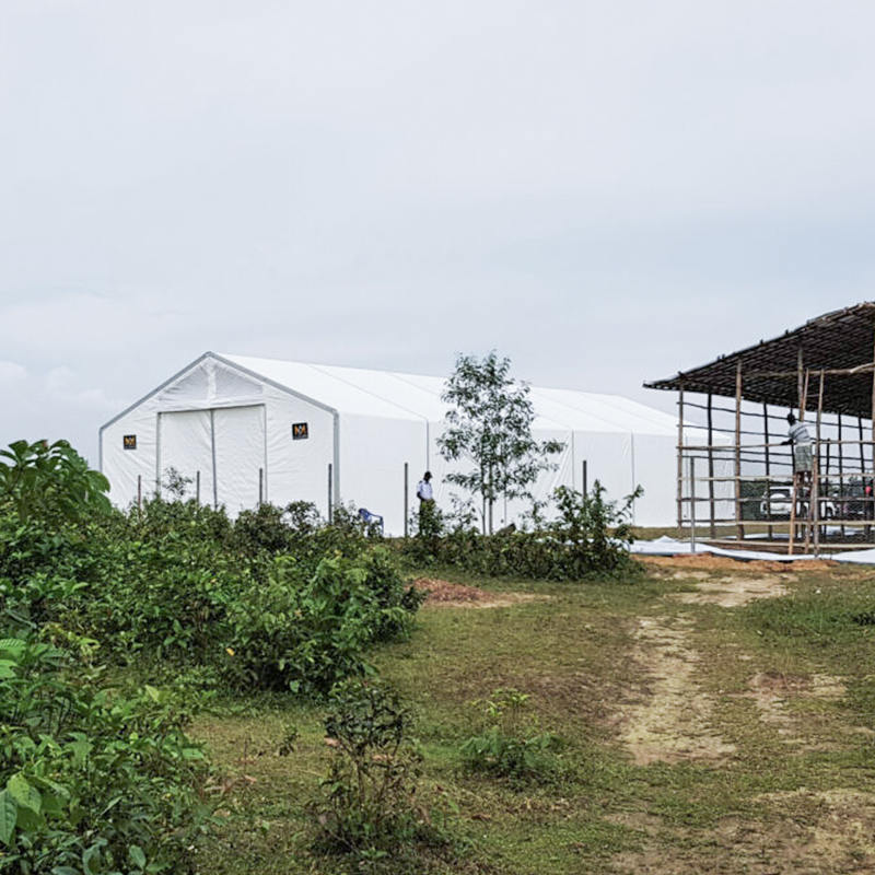 IFRC/ICRC/WFP/IOM หน่วยจัดเก็บเต็นท์เคลื่อนที่แบบทนไฟ UV ขนาด 10x24 ม. (MSU)