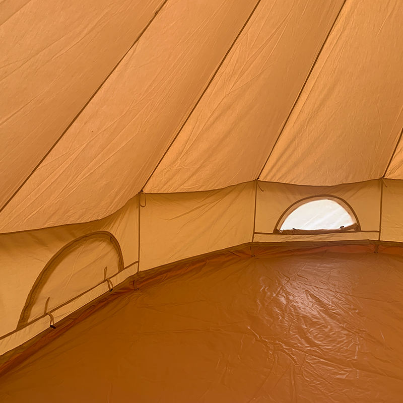 เต็นท์ผ้าใบทรงระฆังขนาด 4 ม. 4 คนสำหรับการตั้งแคมป์สำหรับครอบครัว