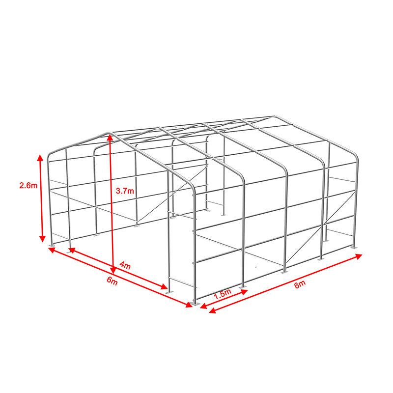 6X6 2.6 ม. Sideheight โครงเหล็กชุบสังกะสีอย่างเต็มที่ห้องโถงเต็นท์คลังสินค้าชั่วคราว