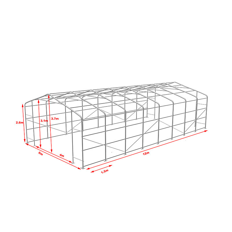 เต็นท์เก็บคลังสินค้าอุตสาหกรรมทนอุณหภูมิสูง Sideheight 6X12 2.6 ม