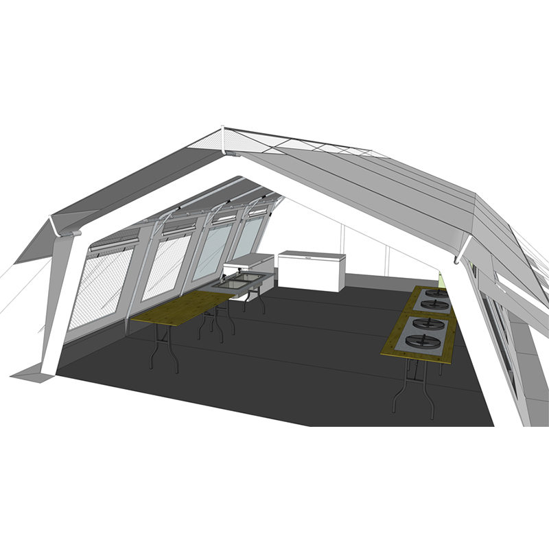 เต็นท์ฮับอเนกประสงค์ UNICEF Standard ขนาด 42 ตร.ม. พร้อมที่บังโป๊ะในตัว/ถอดออกได้