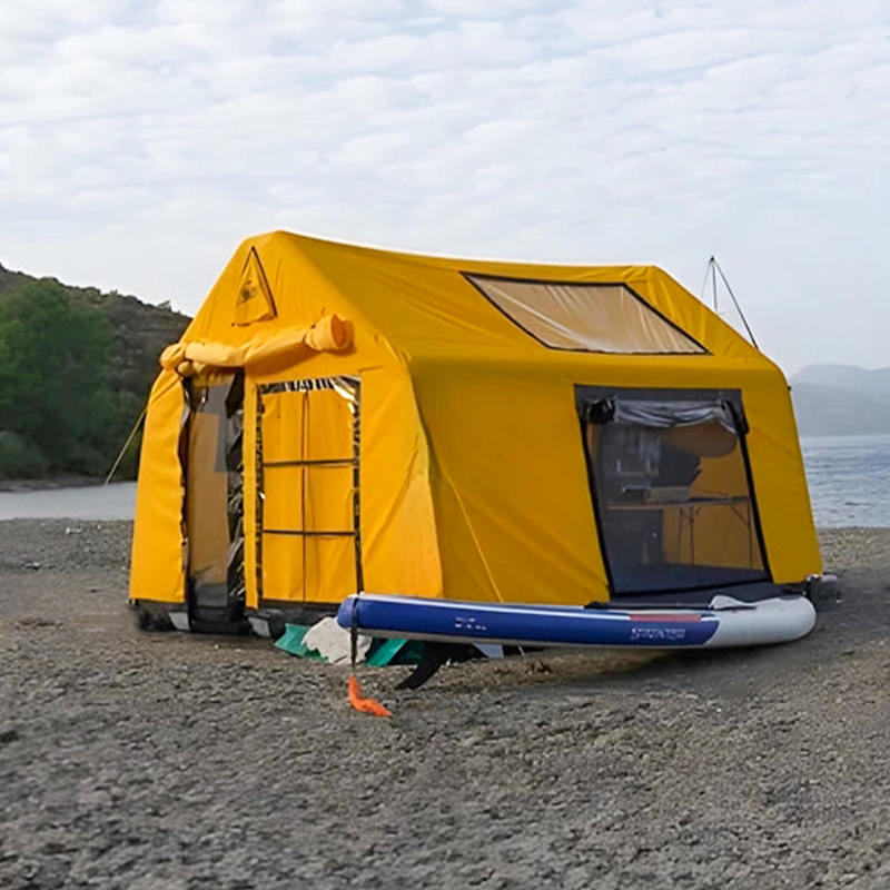 8-10 คน Four Season Glamour เต็นท์แคมป์ปิ้งแบบเป่าลมทนไฟและป้องกันแบคทีเรีย