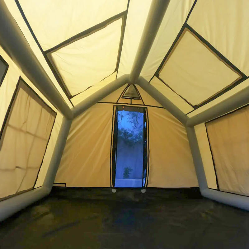 8-10 คน Four Season Glamour เต็นท์แคมป์ปิ้งแบบเป่าลมทนไฟและป้องกันแบคทีเรีย