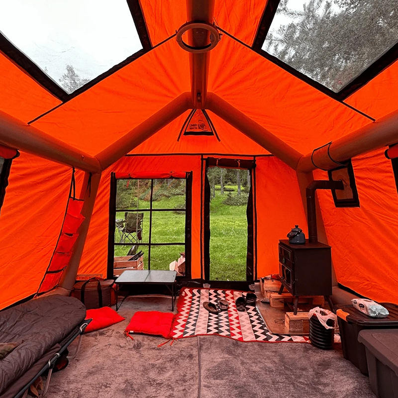 8-10 คน Four Season Glamour เต็นท์แคมป์ปิ้งแบบเป่าลมทนไฟและป้องกันแบคทีเรีย